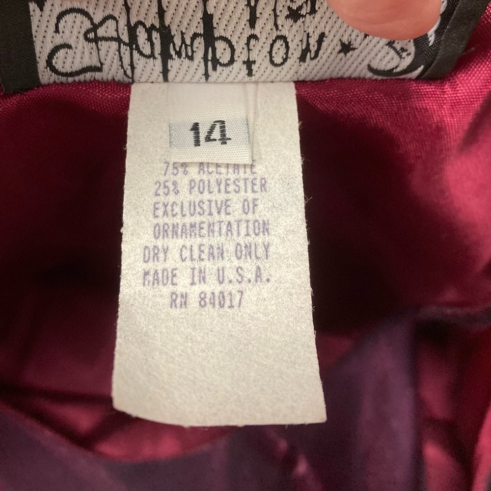 Vintage Hampton Nites Magenta Iridescent Metallic Maxi Dress Halter Neck 14 - Picture 4 of 5
